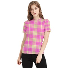 Pink Tartan 4 Women s Short Sleeve Rash Guard