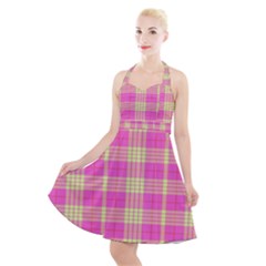 Pink Tartan 4 Halter Party Swing Dress 