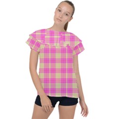 Pink Tartan 4 Ruffle Collar Chiffon Blouse