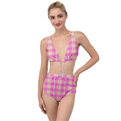 Pink Tartan 4 Tied Up Two Piece Swimsuit