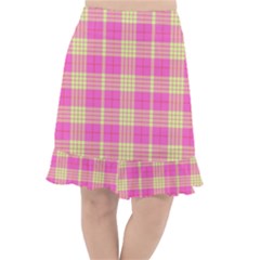 Pink Tartan 4 Fishtail Chiffon Skirt