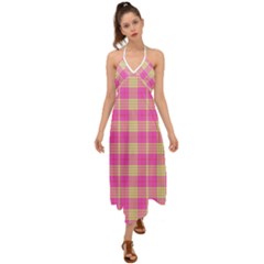 Pink Tartan 4 Halter Tie Back Dress 