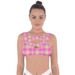 Pink Tartan 4 Bandaged Up Bikini Top