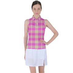 Pink Tartan 4 Women s Sleeveless Polo Tee