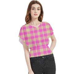 Pink Tartan 4 Butterfly Chiffon Blouse