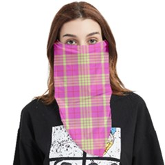 Pink Tartan 4 Face Covering Bandana (Triangle)