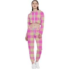 Pink Tartan 4 Cropped Zip Up Lounge Set