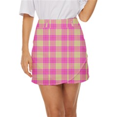 Pink Tartan 4 Mini Front Wrap Skirt