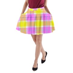 Pink Tartan-8 A-Line Pocket Skirt