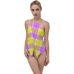 Pink Tartan-8 Go With The Flow One Piece Swimsuit by tartantotartanspink