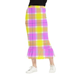 Pink Tartan-8 Maxi Fishtail Chiffon Skirt by tartantotartanspink