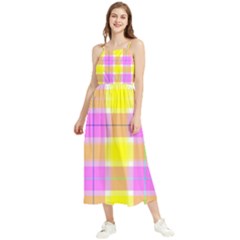 Pink Tartan-8 Boho Sleeveless Summer Dress