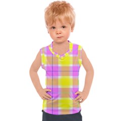 Pink Tartan-8 Kids  Sport Tank Top