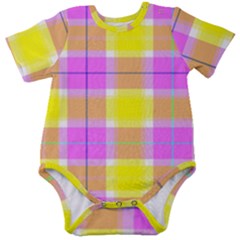 Pink Tartan-8 Baby Short Sleeve Onesie Bodysuit