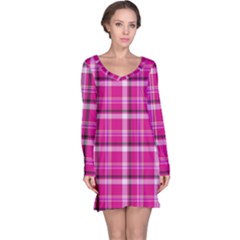 Pink Tartan-9 Long Sleeve Nightdress by tartantotartanspink