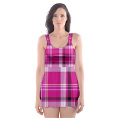 Pink Tartan-9 Skater Dress Swimsuit by tartantotartanspink