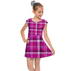 Pink Tartan-9 Kids  Cap Sleeve Dress