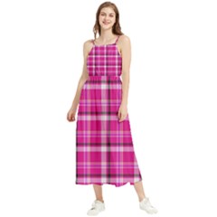 Pink Tartan-9 Boho Sleeveless Summer Dress