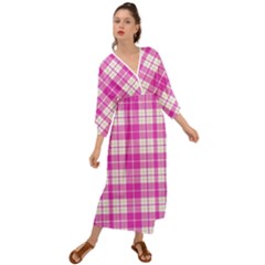 Pink Tartan Grecian Style  Maxi Dress