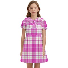 Pink Tartan Kids  Bow Tie Puff Sleeve Dress by tartantotartanspink