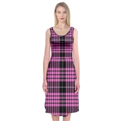 Pink Tartan 3 Midi Sleeveless Dress