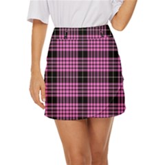 Pink Tartan 3 Mini Front Wrap Skirt by tartantotartanspink