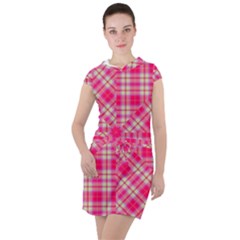Pink Tartan-10 Drawstring Hooded Dress by tartantotartanspink