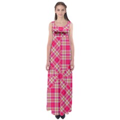 Pink Tartan-10 Empire Waist Maxi Dress