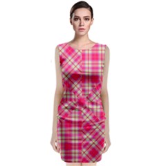 Pink Tartan-10 Classic Sleeveless Midi Dress by tartantotartanspink