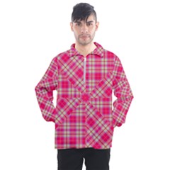 Pink Tartan-10 Men s Half Zip Pullover by tartantotartanspink