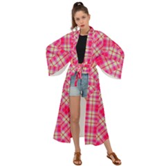 Pink Tartan-10 Maxi Kimono by tartantotartanspink