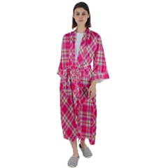 Pink Tartan-10 Maxi Satin Kimono by tartantotartanspink