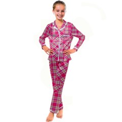 Pink Tartan-10 Kid s Satin Long Sleeve Pajamas Set by tartantotartanspink