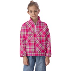 Pink Tartan-10 Kids  Half Zip Hoodie