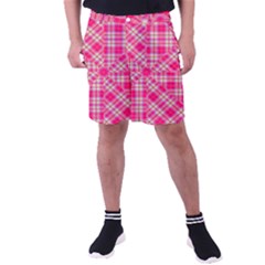 Pink Tartan-10 Men s Pocket Shorts by tartantotartanspink