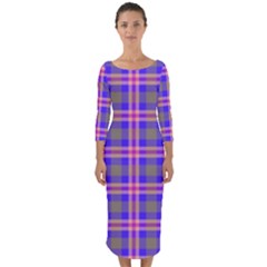 Tartan Purple Quarter Sleeve Midi Bodycon Dress by tartantotartanspink