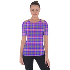 Tartan Purple Shoulder Cut Out Short Sleeve Top by tartantotartanspink