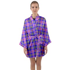 Tartan Purple Long Sleeve Satin Kimono by tartantotartanspink