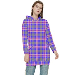 Tartan Purple Women s Long Oversized Pullover Hoodie by tartantotartanspink