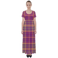 Tartan 9 High Waist Short Sleeve Maxi Dress by tartantotartanspink