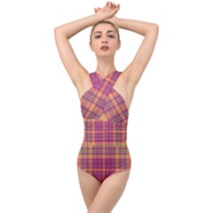 Tartan 9 Cross Front Low Back Swimsuit by tartantotartanspink