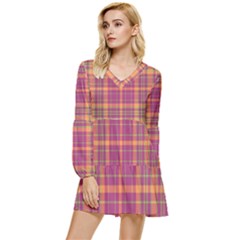 Tartan 9 Tiered Long Sleeve Mini Dress by tartantotartanspink