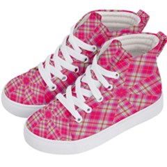 Pink Tartan-10 Kids  Hi-top Skate Sneakers by tartantotartanspink2