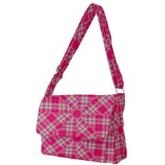 Pink Tartan-10 Full Print Messenger Bag (l)