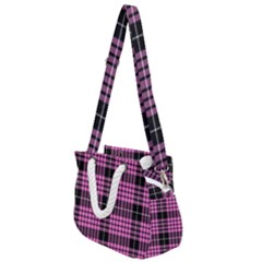 Pink Tartan 3 Rope Handles Shoulder Strap Bag by tartantotartanspink2