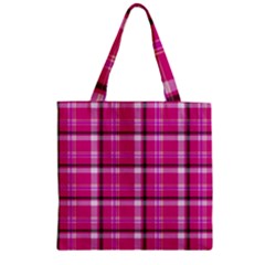 Pink Tartan-9 Zipper Grocery Tote Bag by tartantotartanspink2