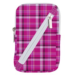 Pink Tartan-9 Belt Pouch Bag (large) by tartantotartanspink2