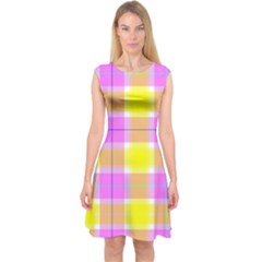 Pink Tartan-8 Capsleeve Midi Dress by tartantotartanspink2