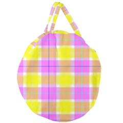 Pink Tartan-8 Giant Round Zipper Tote