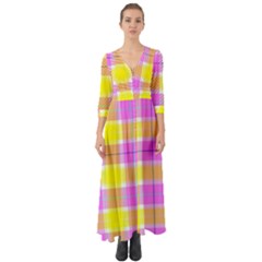 Pink Tartan-8 Button Up Boho Maxi Dress by tartantotartanspink2